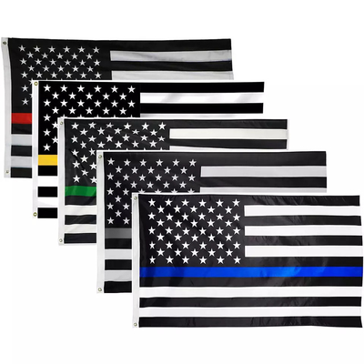 ポリエステル米国旗3x5 Ft薄く青く黄色く赤い緑の灰色ライン旗を印刷するデジタル